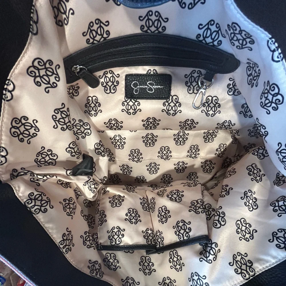 Jessica Simpson Elegant Colorblock Pink & Gray Women's Faux Leather Tote Bag EUC - Picture 11 of 15